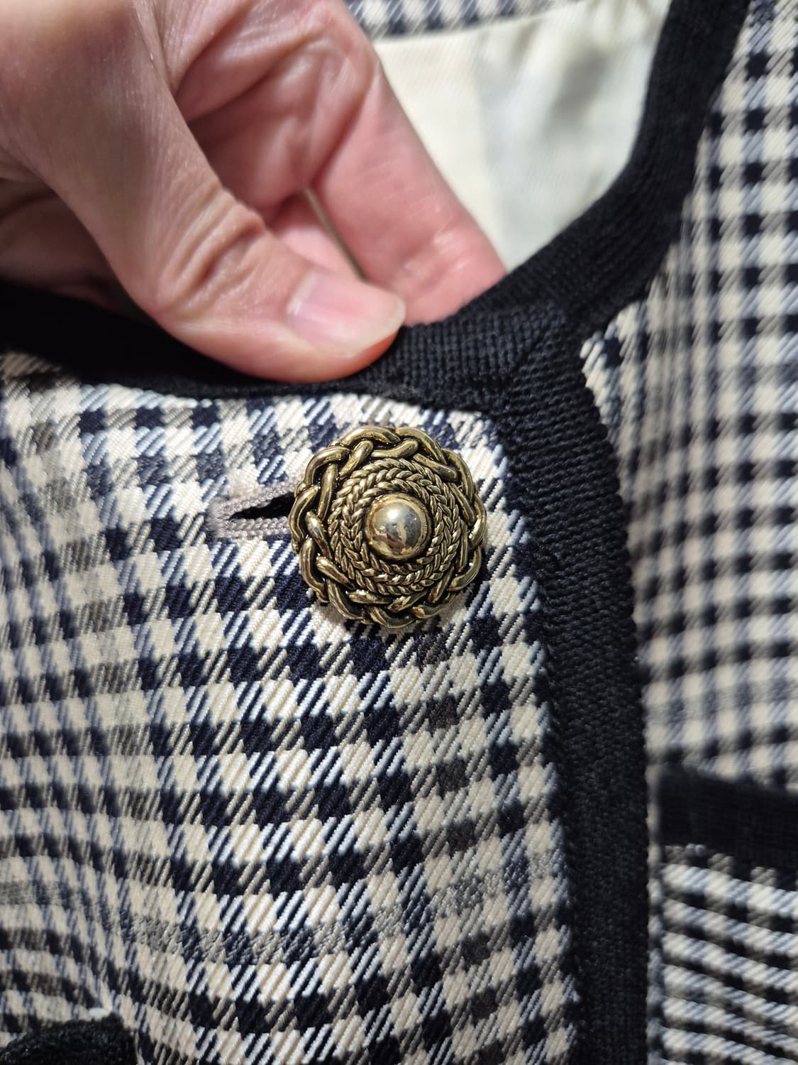 빈티지 체크 트위드 금장 버튼 자켓 상품이미지4