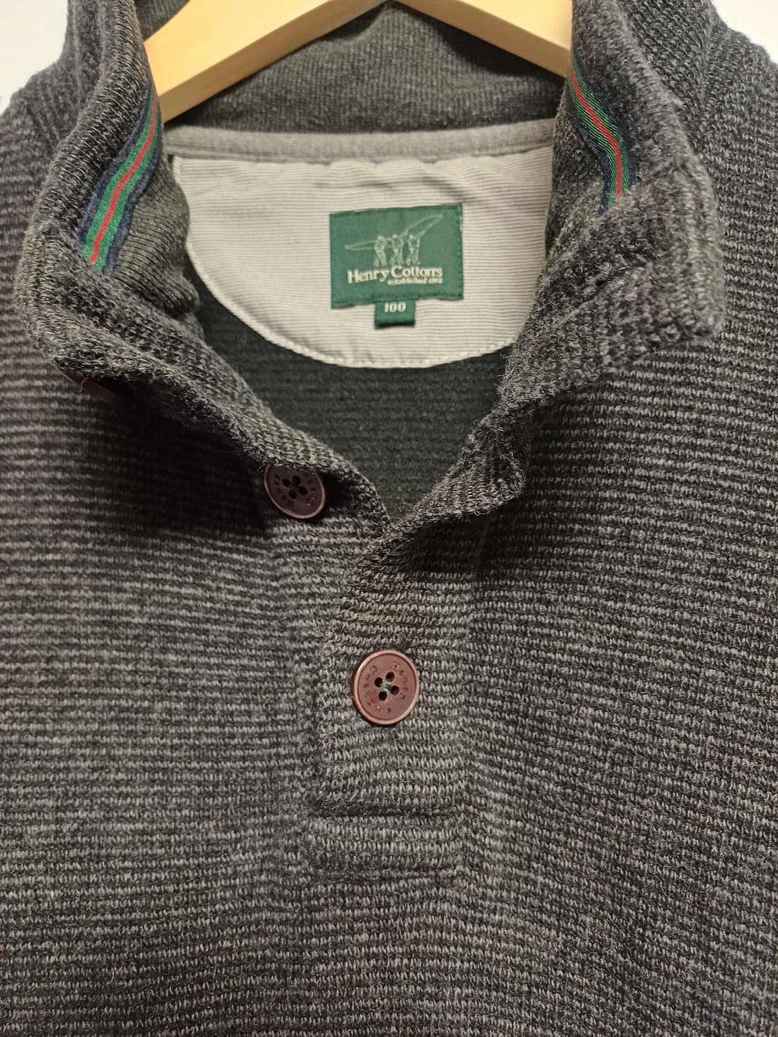 헨리코튼 남성 하프버튼 하이넥 니트 L(100) - 차콜 상품이미지3