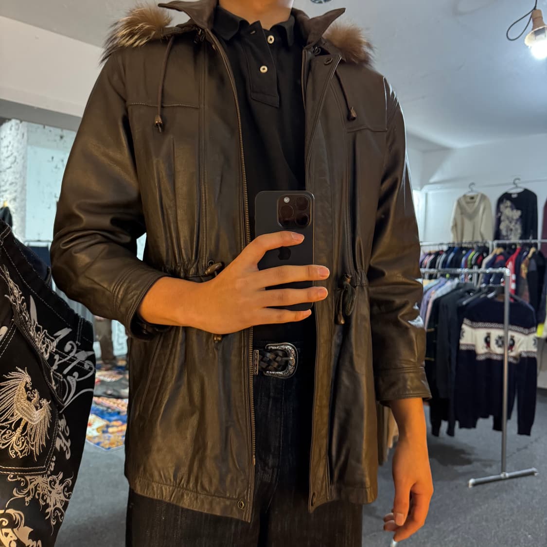 FAX 빈티지 쉽스킨 양가죽 롱자켓 상품이미지7