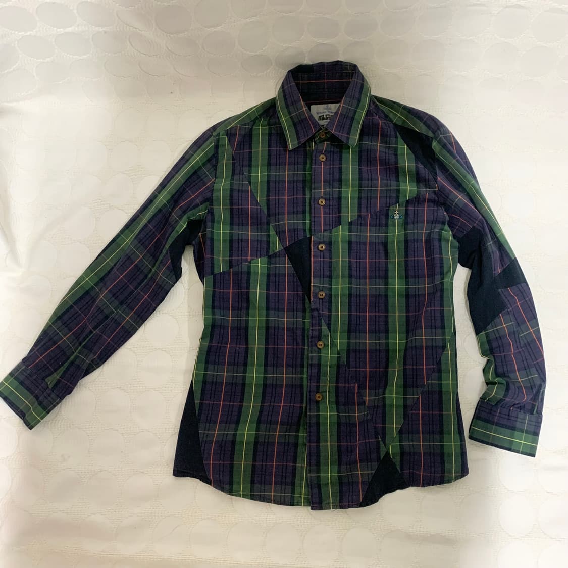 vivienne westwood man체크 비대칭 패치워크 셔츠 상품이미지4