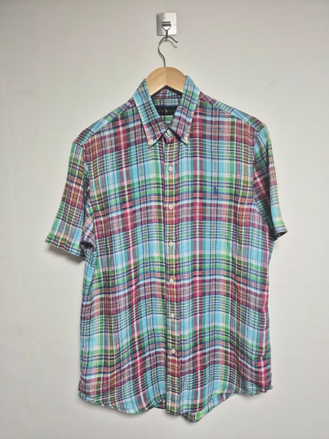 폴로랄프로렌Polo 체크 린넨 반팔 셔츠 M - S403 상품이미지1