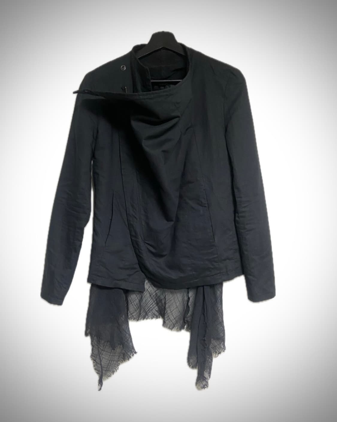 토네이도 마트 사선 지퍼 비대칭 스톨 레이어드 재킷 상품이미지7