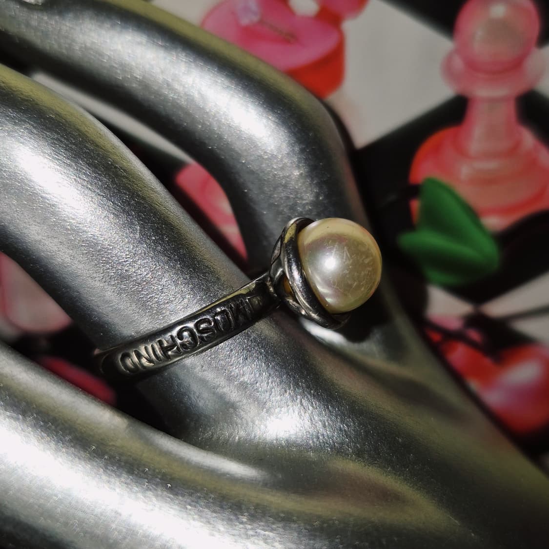 90s 모스키노 칩앤시크 실버 925 진주 반지 상품이미지6