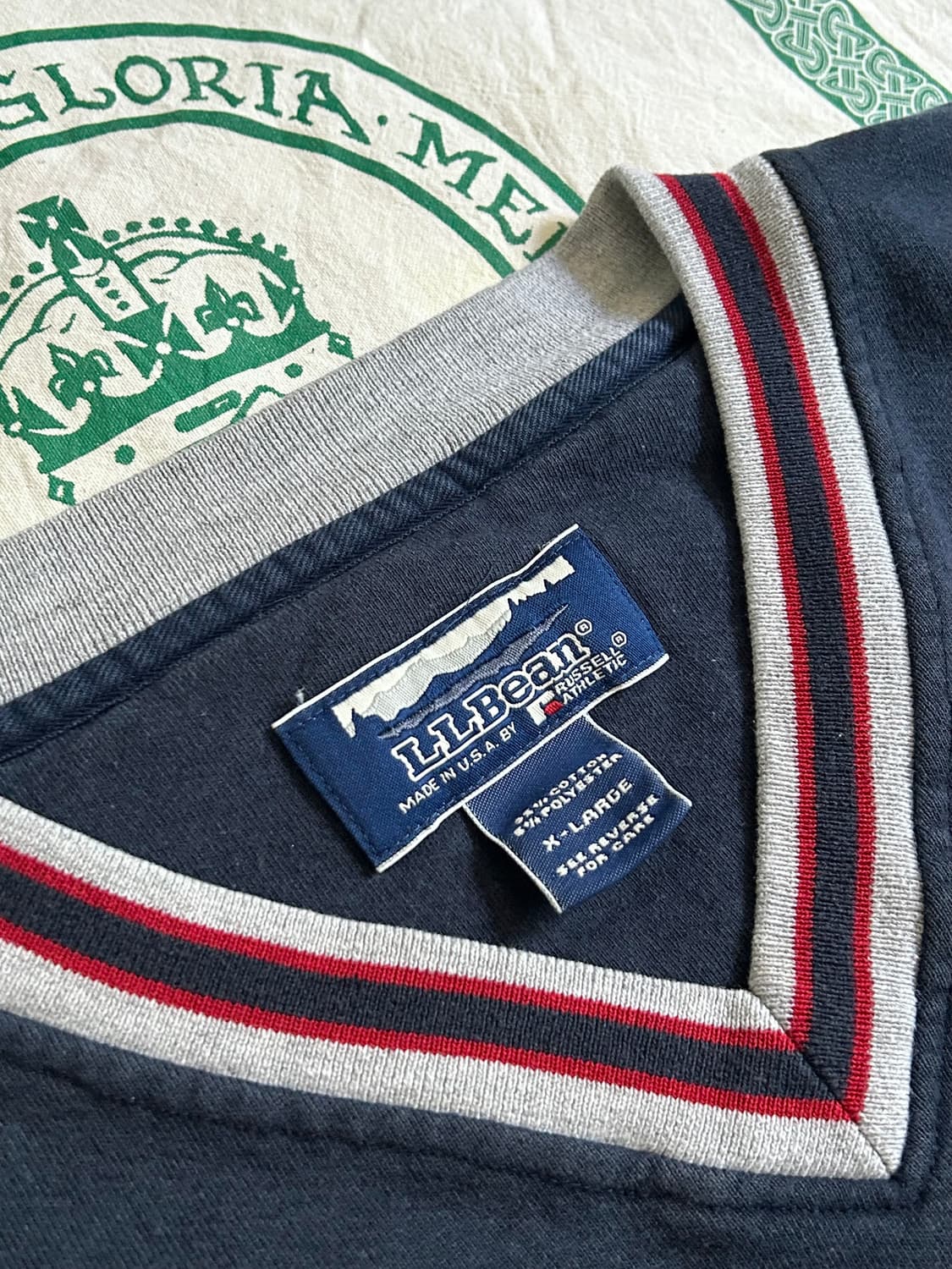 90s 엘엘빈 x 러셀 브이넥 스웻셔츠 Made in USA 상품이미지5