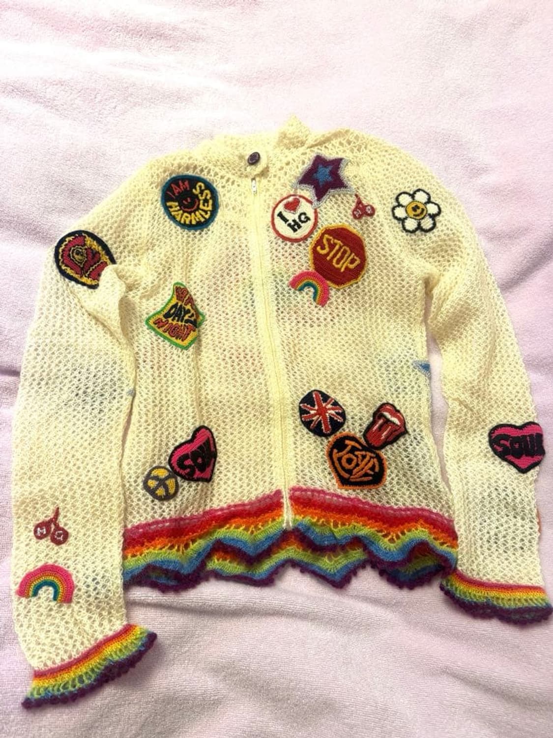 90s 히스테릭 글래머 모헤어 혼방 와펜 니트 가디건 상품이미지1