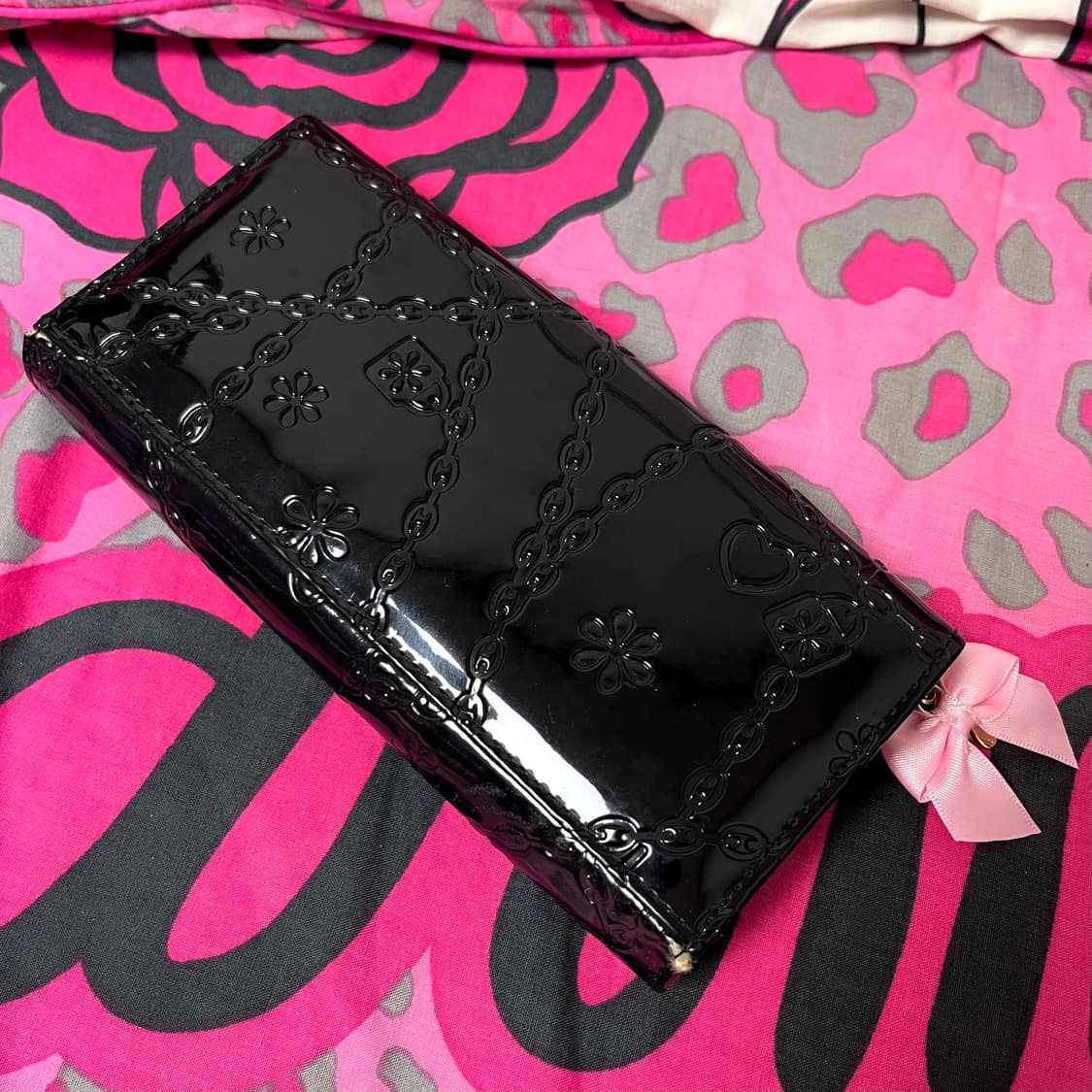 MA*RS마즈 금장 블랙핑크 레오파드 리본 장지갑 히메오네갸루 y2k핀터 상품이미지6