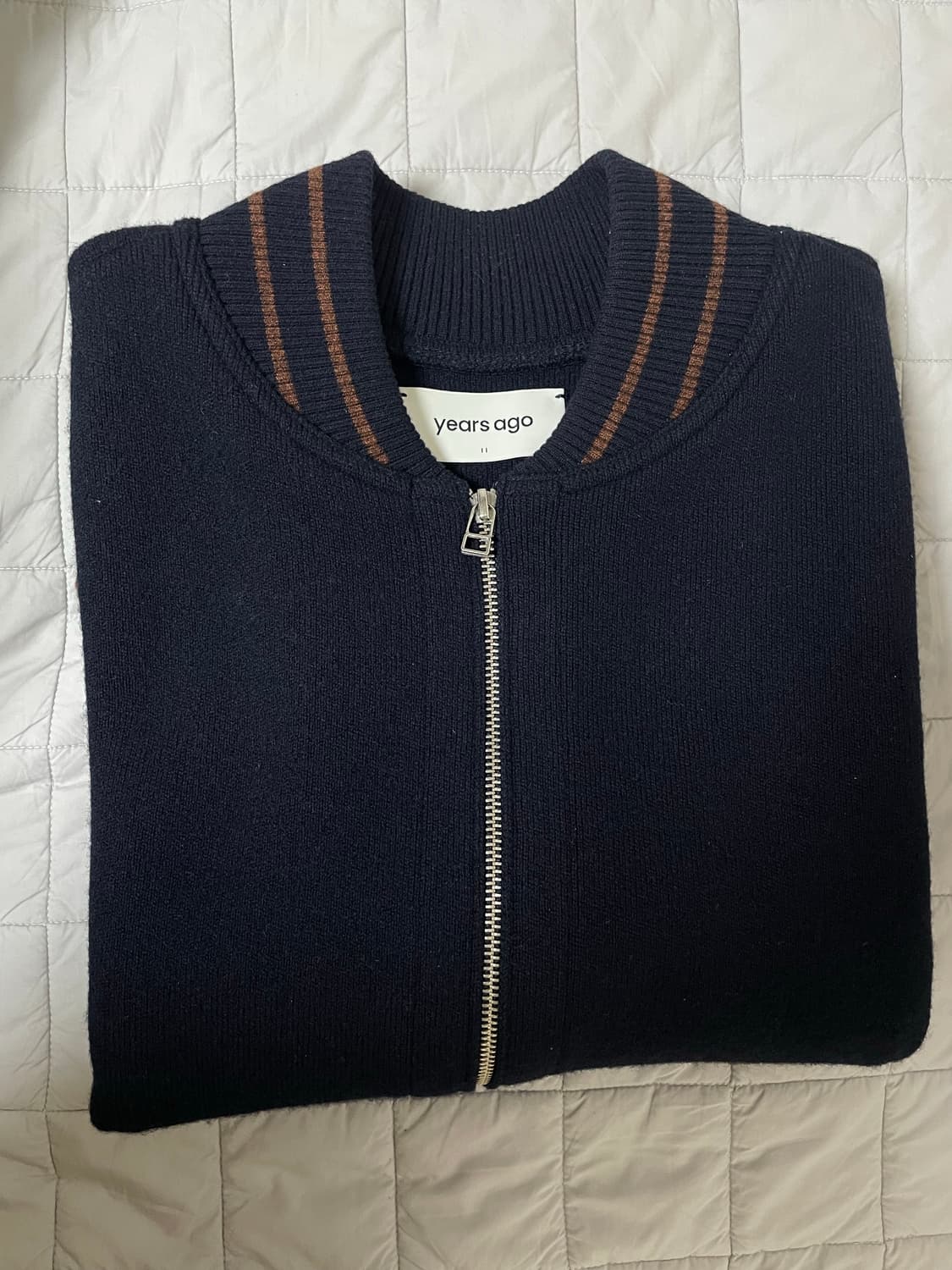 이얼즈어고 메리노 울 니트 바시티 자켓 네이비 M 사이즈 상품이미지4