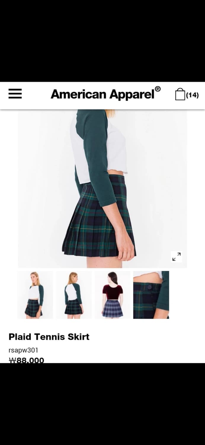 아메리칸어패럴 체크 테니스스커트M 상품이미지3