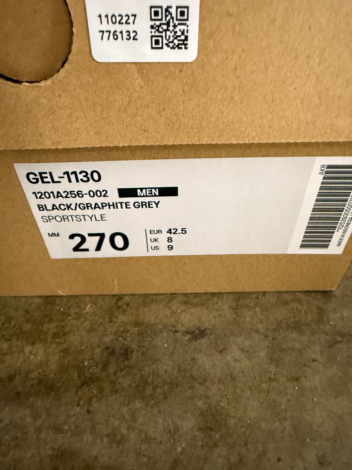 아식스 젤 1130 블랙/그라파이트 270mm 상품이미지4