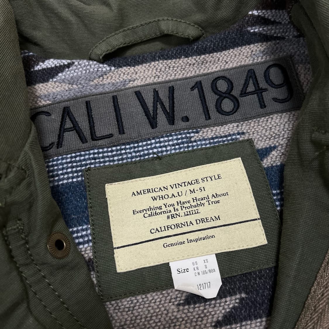 후아유 미군 밀리터리 와펜 M-51 필드 야상자켓 [카키] S/90 상품이미지7