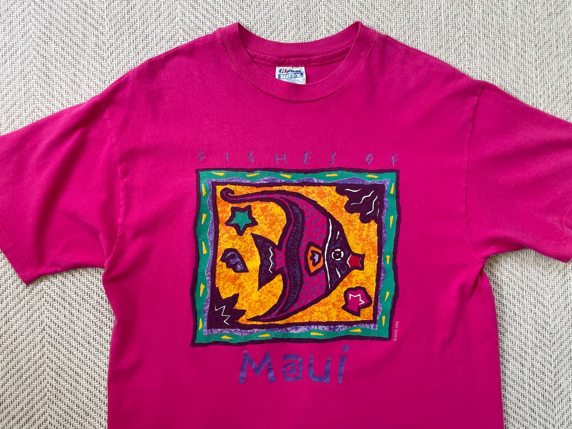 90s usa 싱글 hanes Maui  아트 반팔티셔츠  상품이미지4