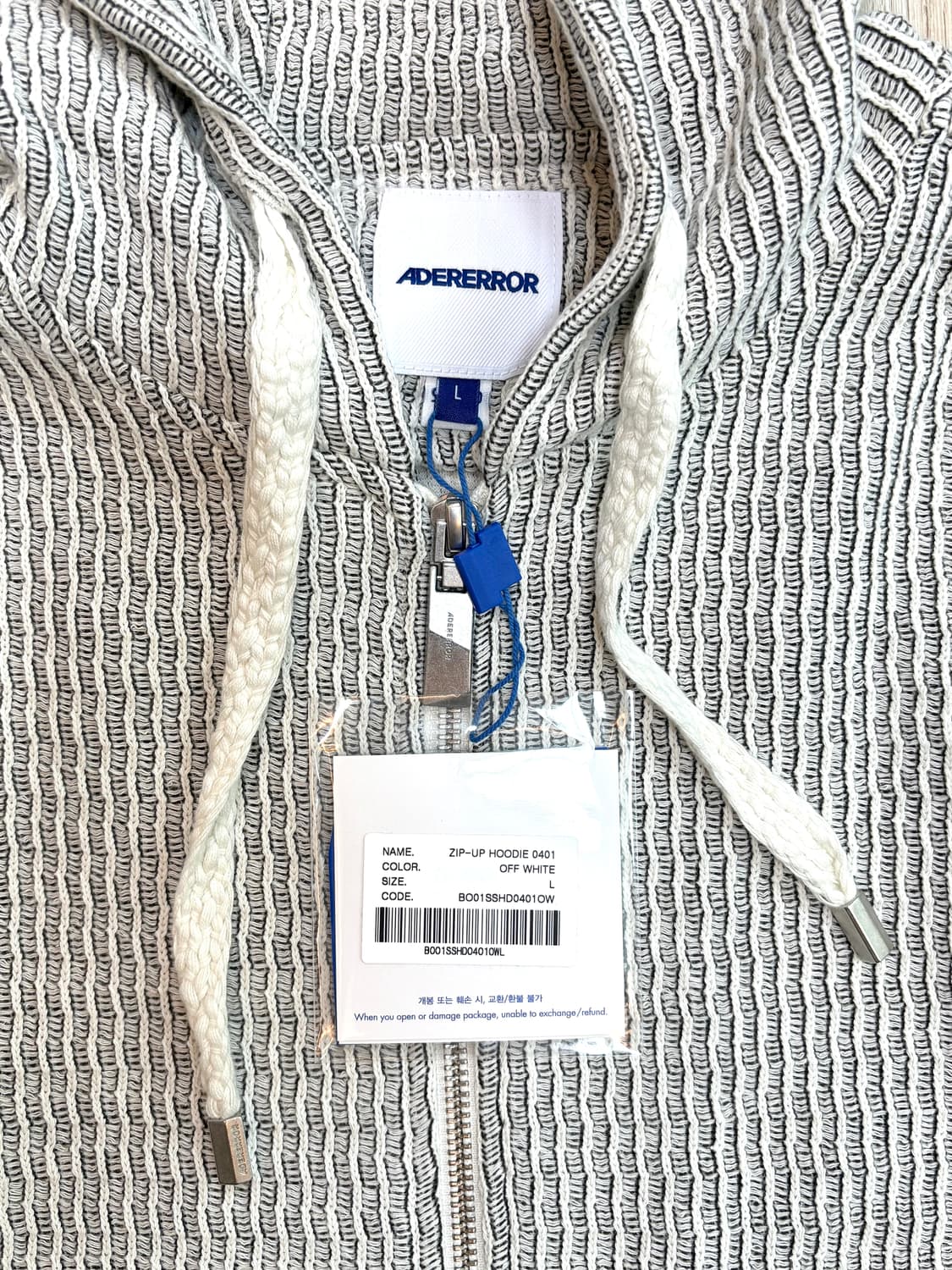 아더에러 루넬 후드 집업 화이트 L 상품이미지5