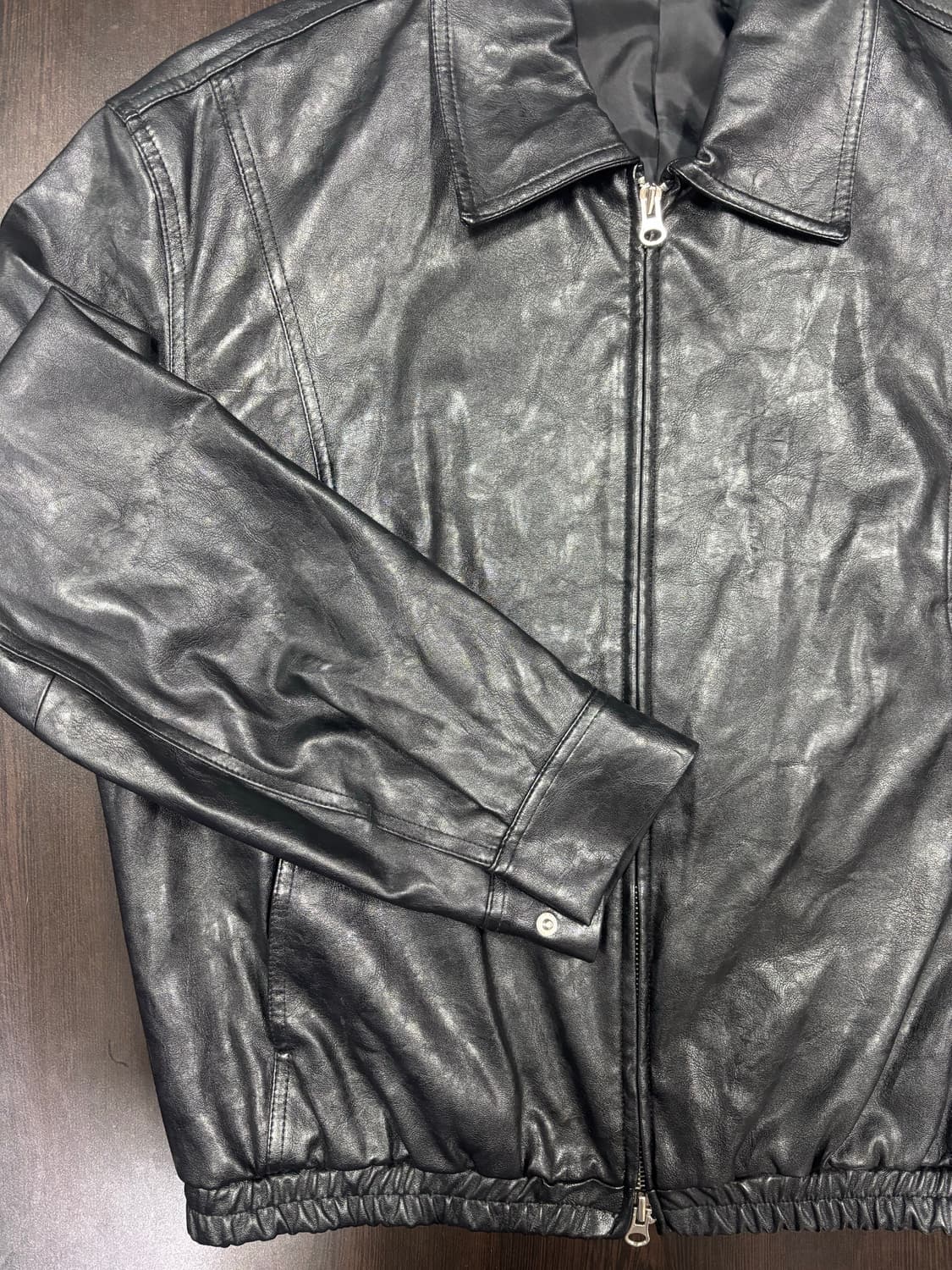 빈티지 블랙 레더 자켓 상품이미지4