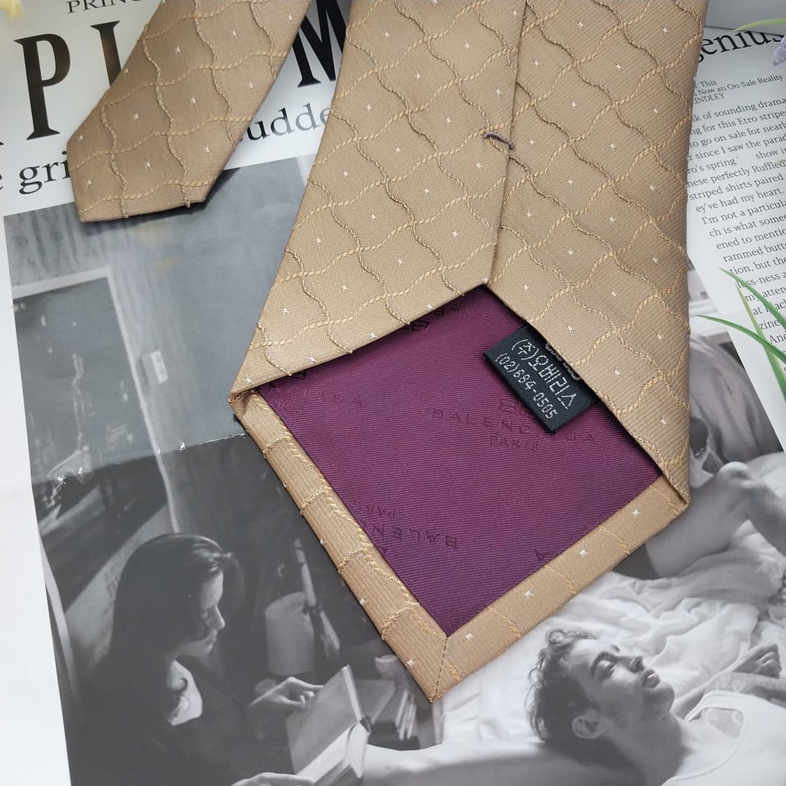 발렌시아가 실크 골드옐로우 자카드 넥타이 9.9cm A+등급 K1347
 상품이미지7