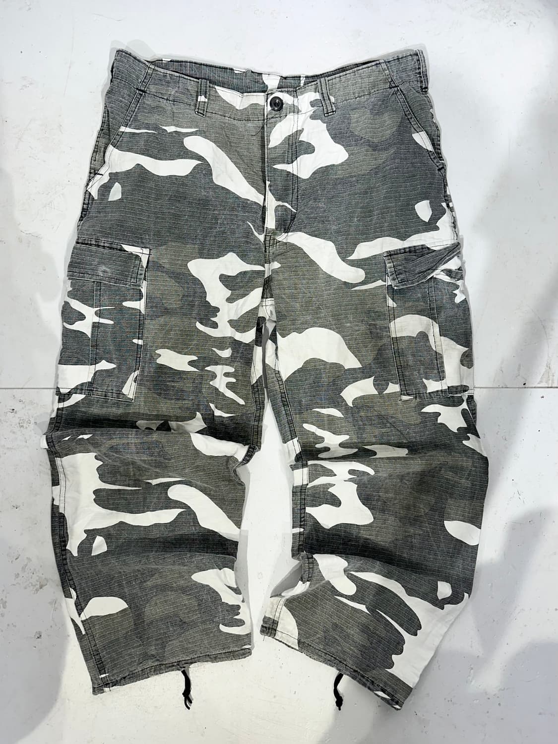 빈티지 그레이 카모 와이드 카고 팬츠 XL 상품이미지4