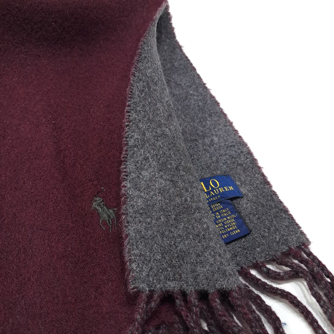 MX462 폴로 이태리판 버진울 양면 버건디차콜 머플러 목도리 상품이미지6