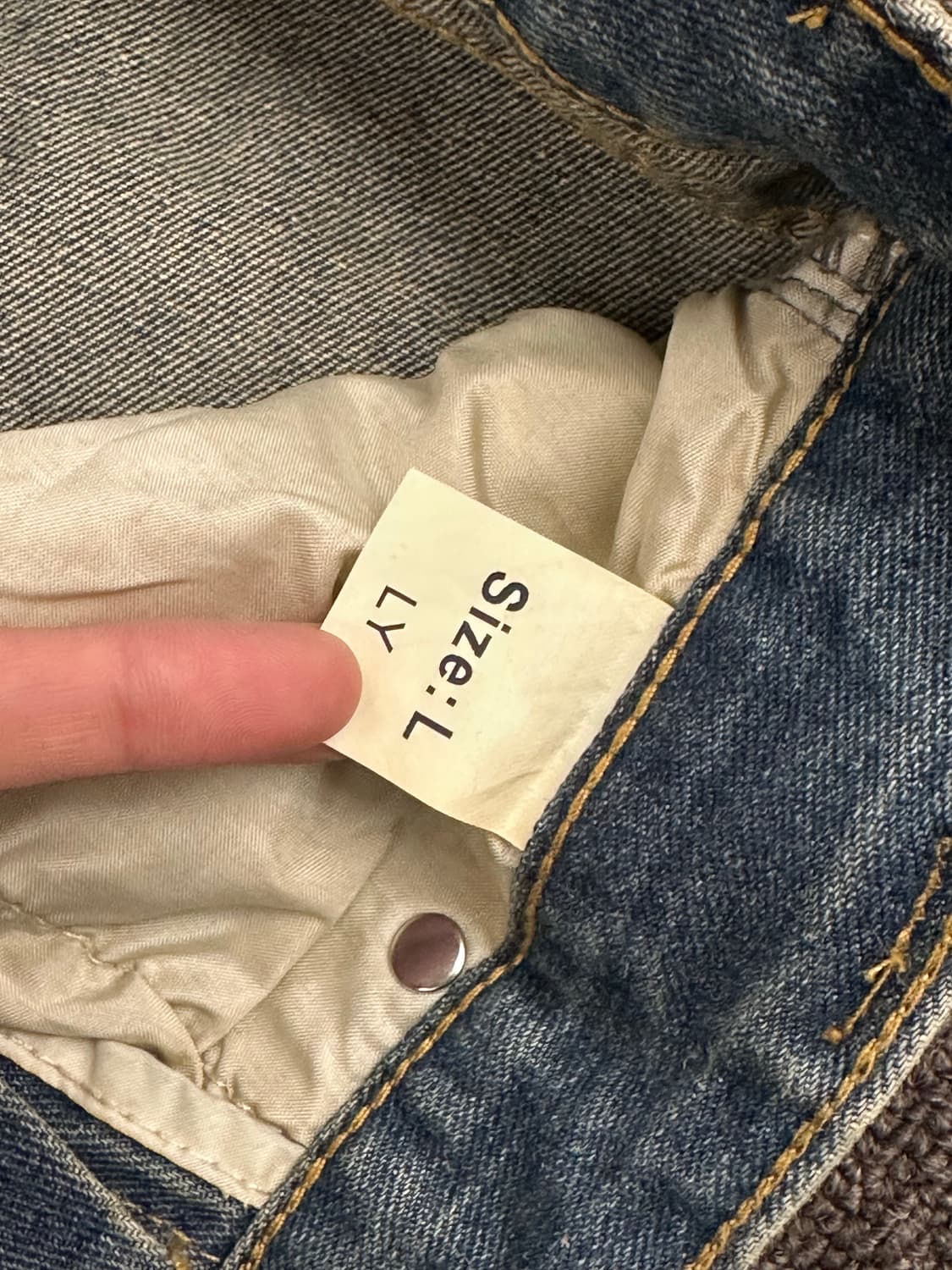 L)Japanese vintage 여성 워싱 투버튼 포켓 디테일 데님팬츠 상품이미지4