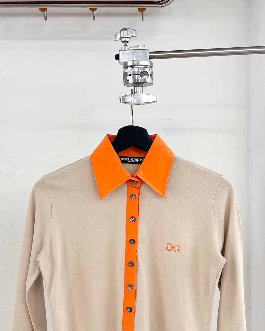돌체 앤 가바나 베이지 앤 오렌지 롱슬리브 폴로 셔츠 상품이미지2