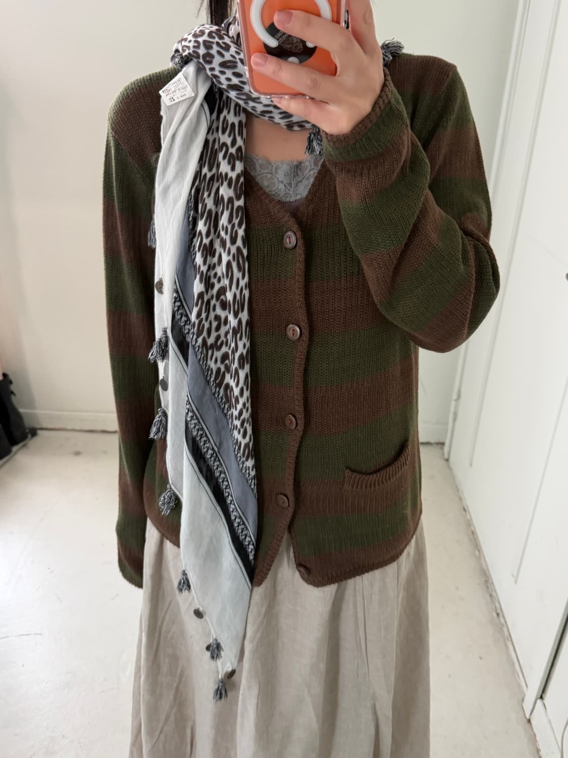 일본빈티지 레오파드 테슬 스카프 상품이미지3