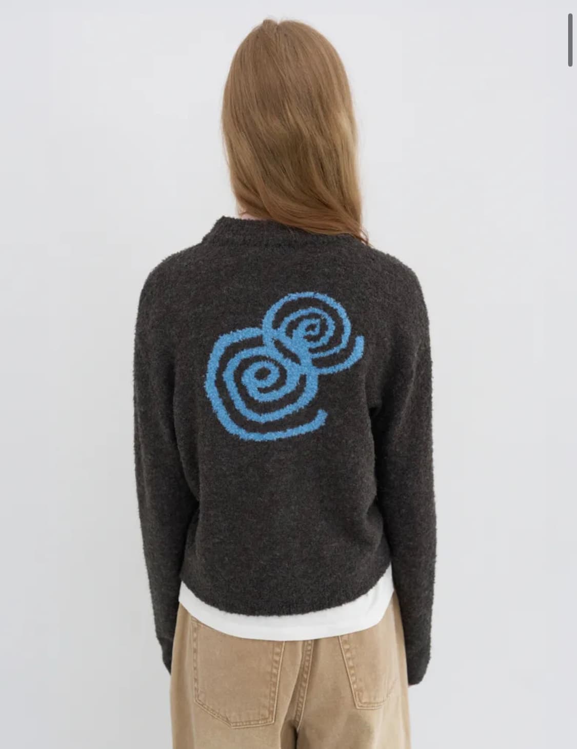 부클 크롭 니트 집업 (Charcoal) 상품이미지2