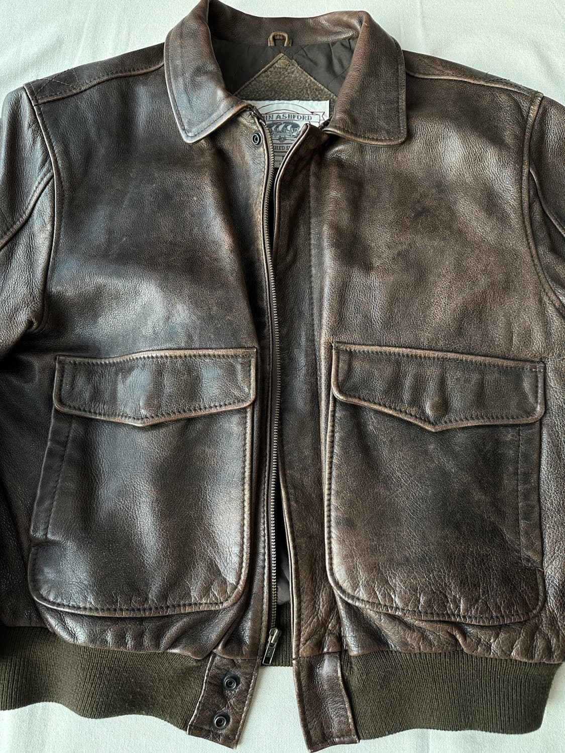 80s A2 John Ashford 레더 자켓 L 상품이미지3