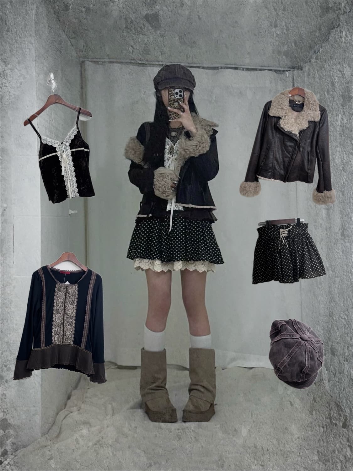 브라운 데일리 니혼진 오리엔탈 갸루 코디세트  상품이미지1