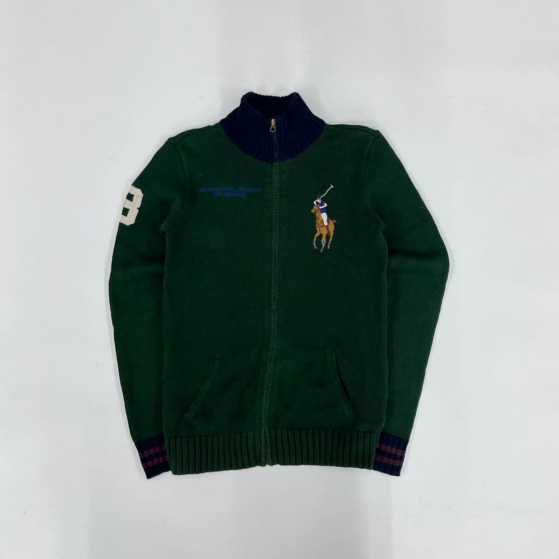 폴로 랄프로렌 빅포니 핀터깔 코튼 니트 집업 희귀져지(L) 상품이미지2