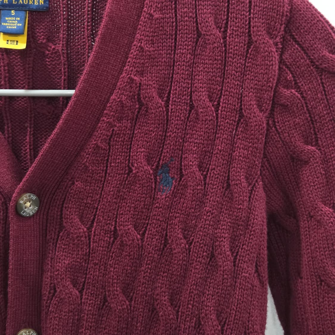 폴로랄프로렌 키즈 케이블 니트 가디건 버건디 5 상품이미지2