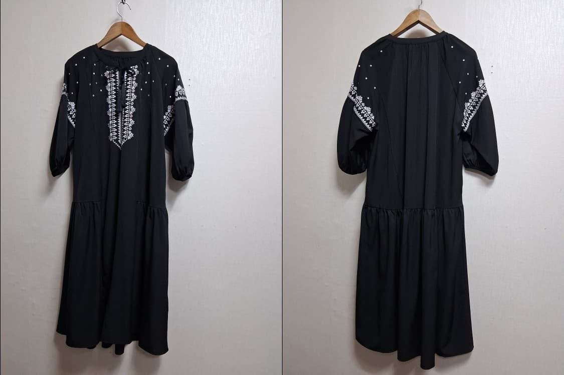 일본수입 Masamu Satami 검정 에스닉 오버핏롱원피스 7788새옷 상품이미지3