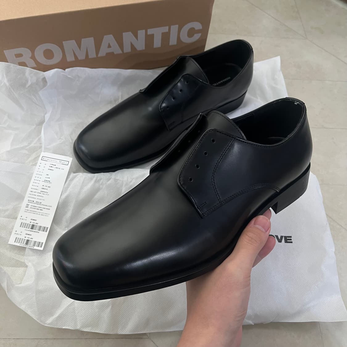 새상품(285) 로맨틱무브 심플리 스퀘어토 더비슈즈 블랙 상품이미지1