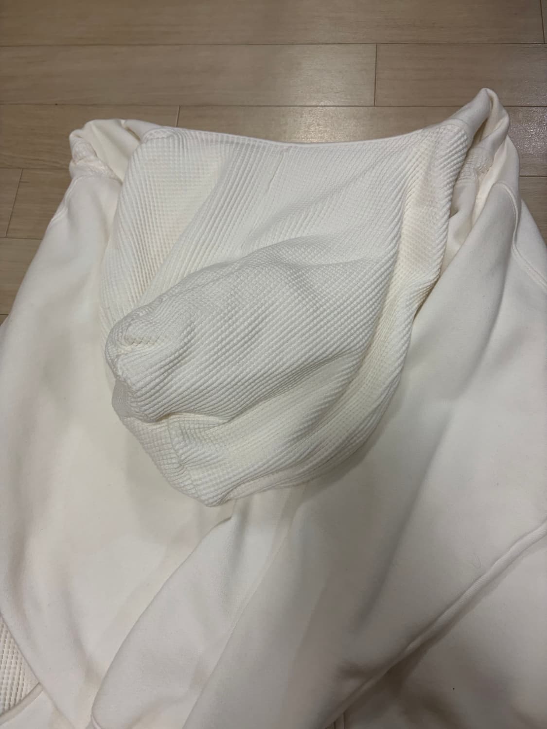 미스치프 롬버스 와플 후드집업 화이트 상품이미지2