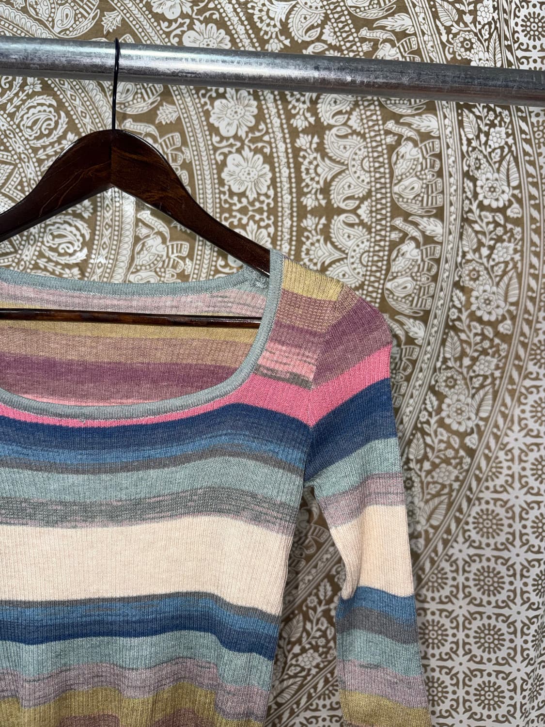 빈티지 여성 스트라이프 골지 니트  상품이미지3