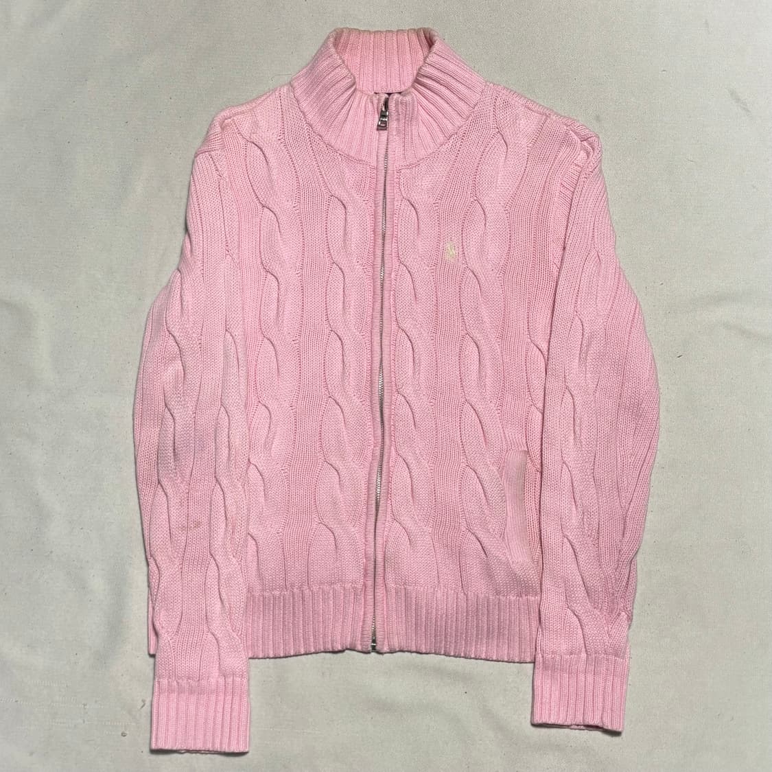 M 폴로랄프로렌 핑크 케이블 니트 집업 상품이미지2