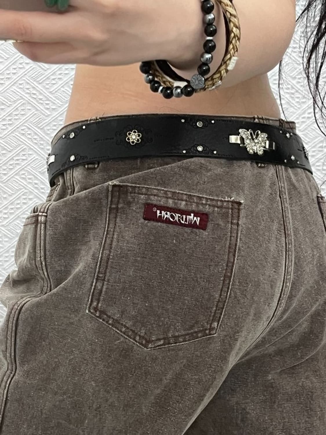 빈티지 보헤미안 락펑크 큐빅 나비 스터드 벨트 C10769 상품이미지2