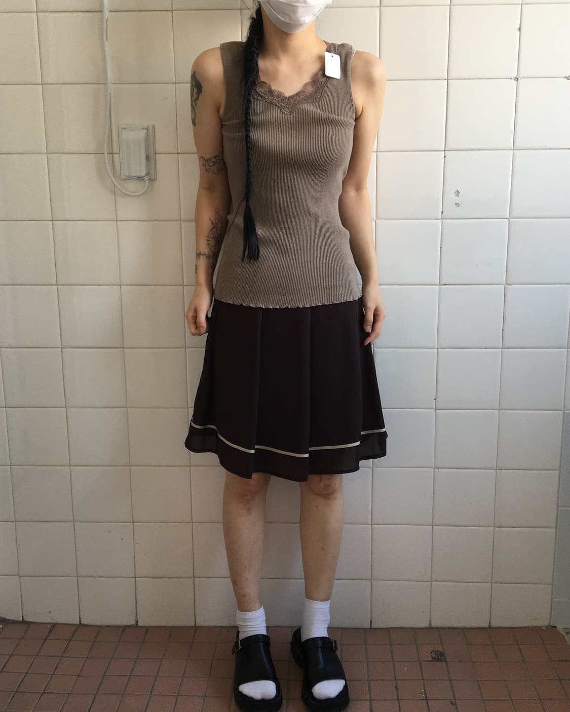 Lace point ribbed sleeveless 상품이미지4