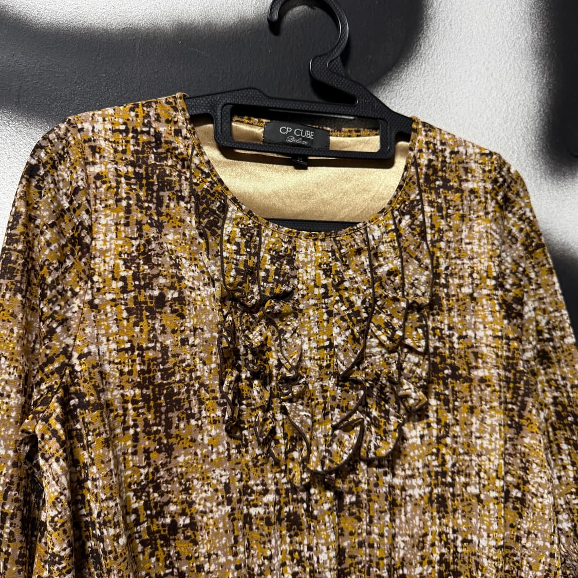 VTG 빈티지 보헤미안 에스닉 프릴 셔링 패턴 7부 소매 블라우스 상품이미지3