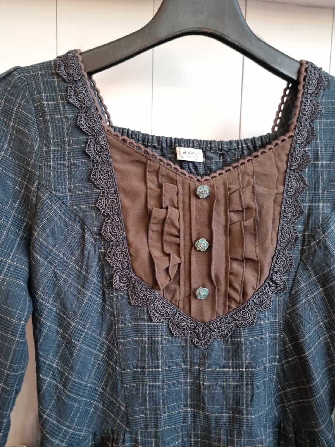 axes femme 클래식 체크 프릴 블라우스 상품이미지2