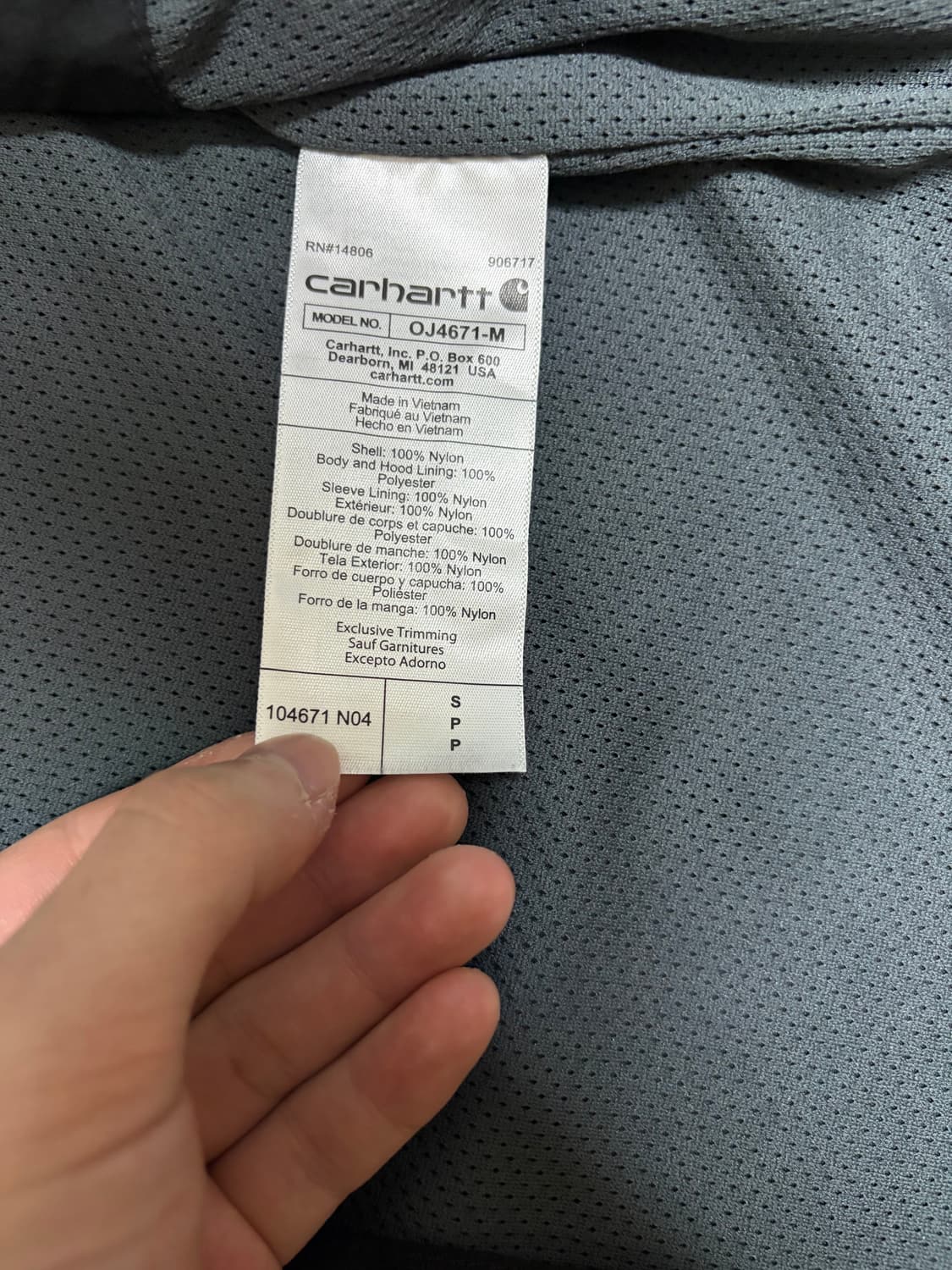 칼하트 레인디펜더 바람막이 S사이즈  상품이미지3