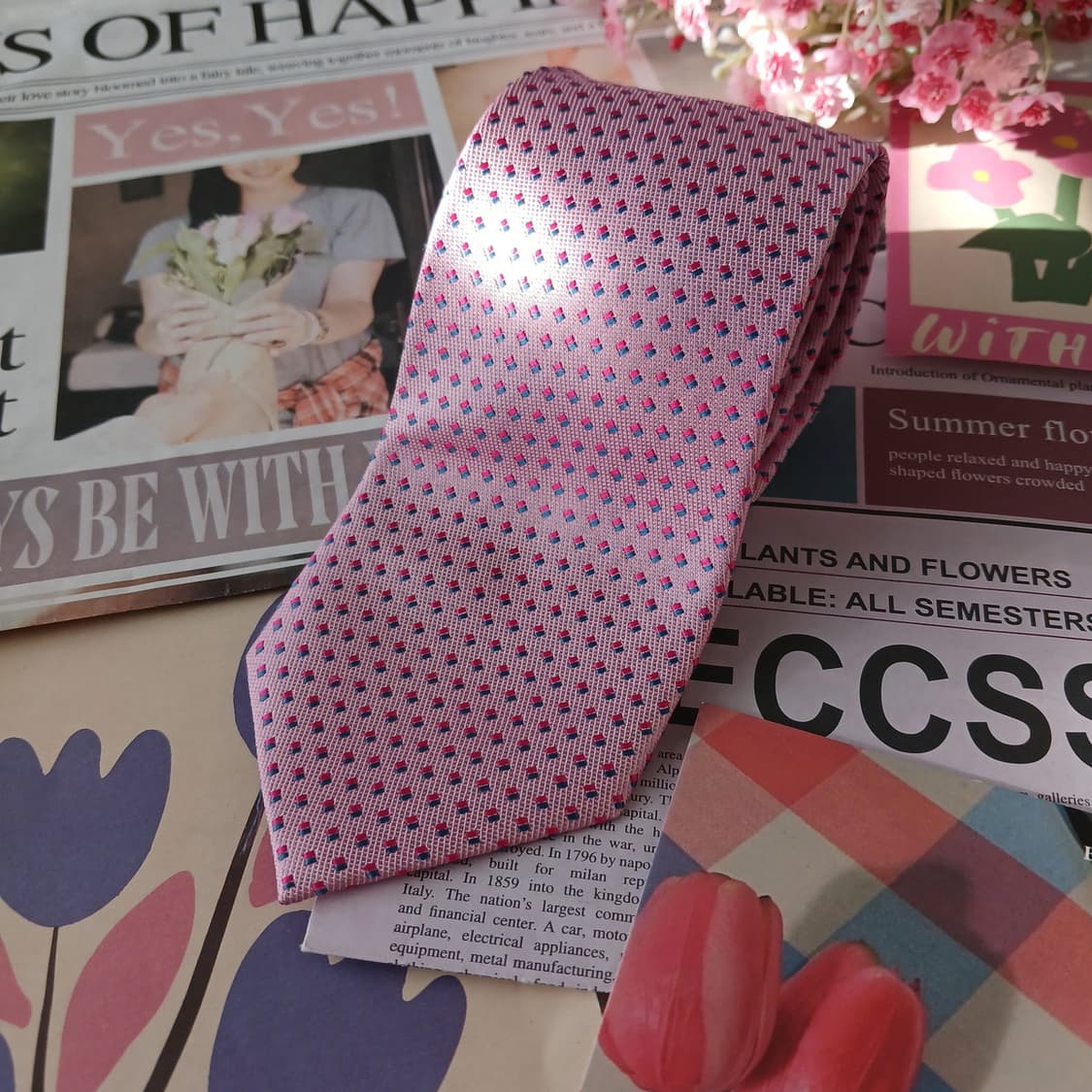 샤를 주르당 실크 마이크로 패턴 슬림 넥타이 8cm A+등급 A19167 상품이미지2