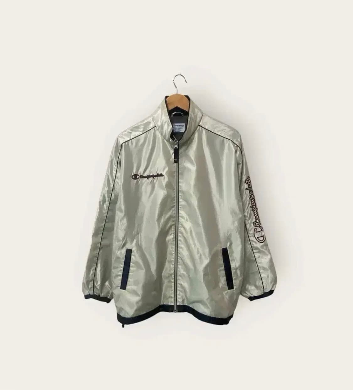 챔피온JP 올드스쿨 실버 나일론 윈드브레이커 자켓 M-XL 상품이미지1