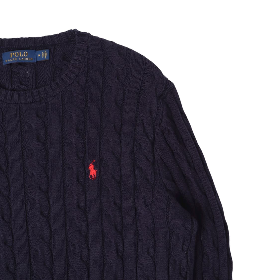 폴로 랄프로렌 네이비 레드 포니 코튼 케이블 니트 상품이미지3