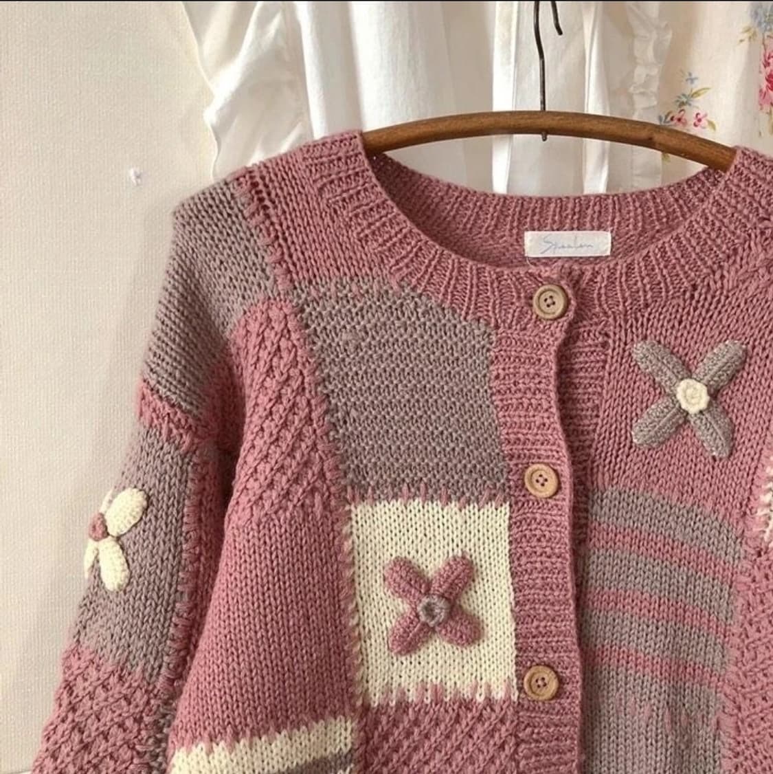 빈티지 패치 니트가디건 상품이미지2