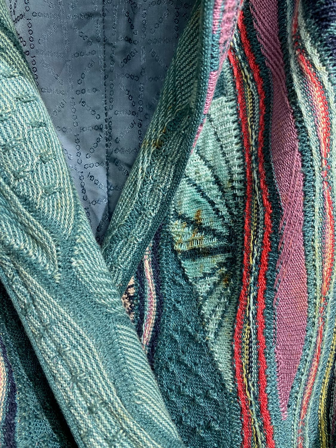 [M] 90s COOGI 쿠지 우먼스 케이블 니트 롱 가디건 상품이미지3