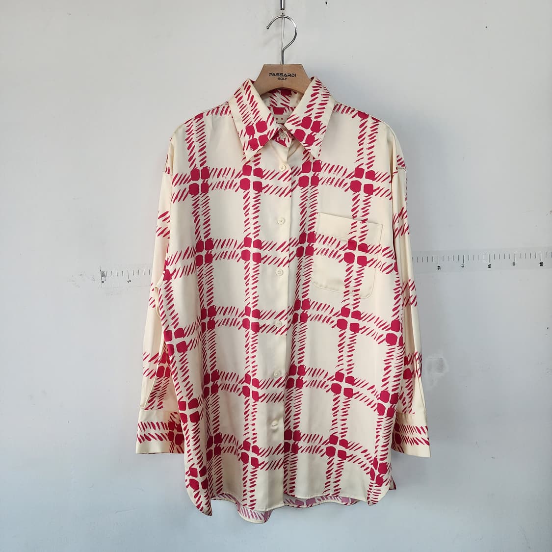 유니클로x마르니 체크 셔츠 아이보리/레드 상품이미지1