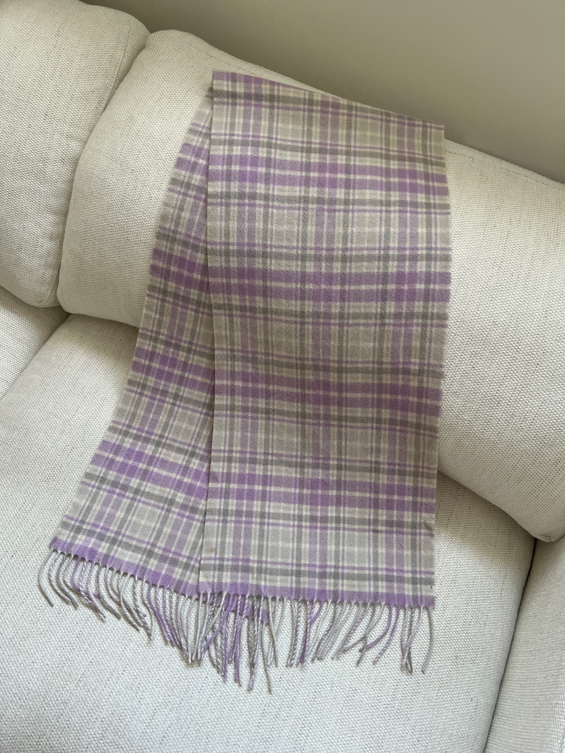 라벤더 체크 캐시미어 머플러 상품이미지6