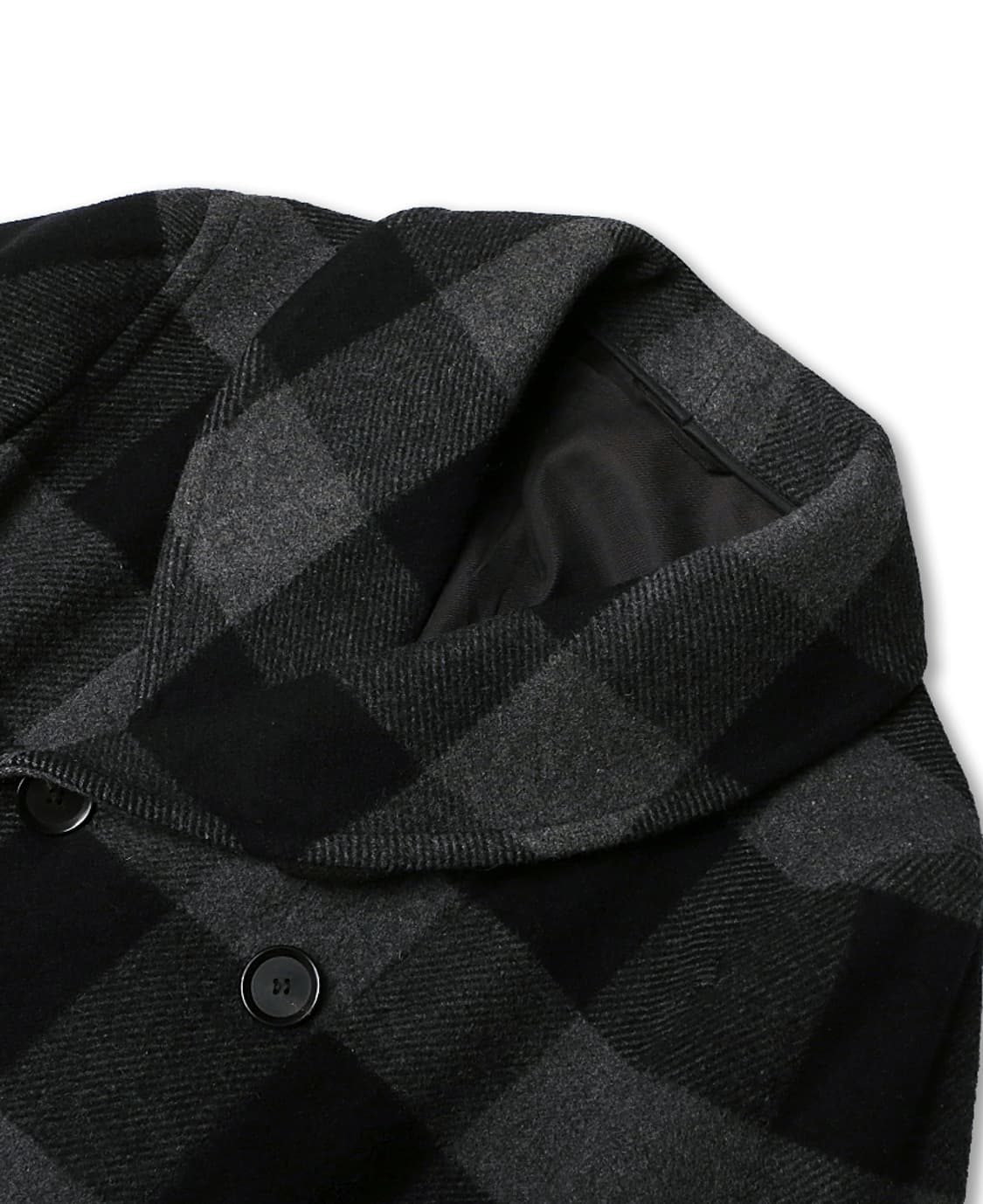 카모시타 [Camoshita] 블랙 체크 네프 숄 벨트 코트 상품이미지2