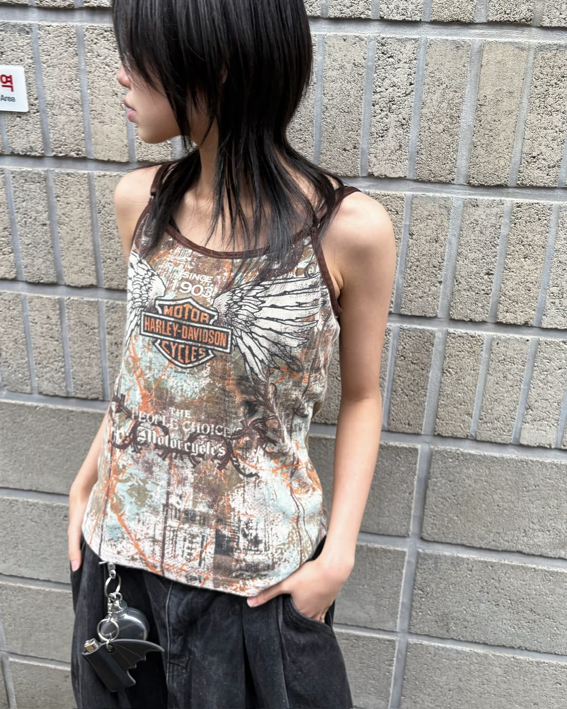 할리 데이비슨 코튼 그래픽 아트워크 슬리브리스 상품이미지2