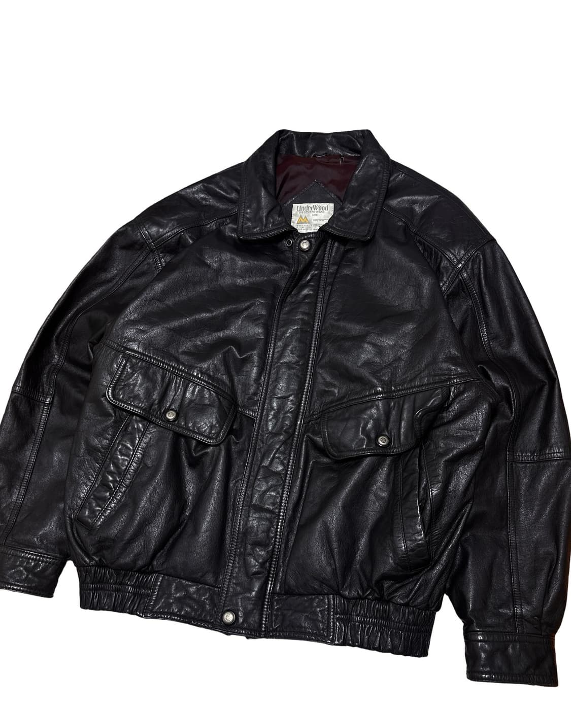 빈티지 블랙 소가죽 봄버 블루종 자켓 상품이미지3