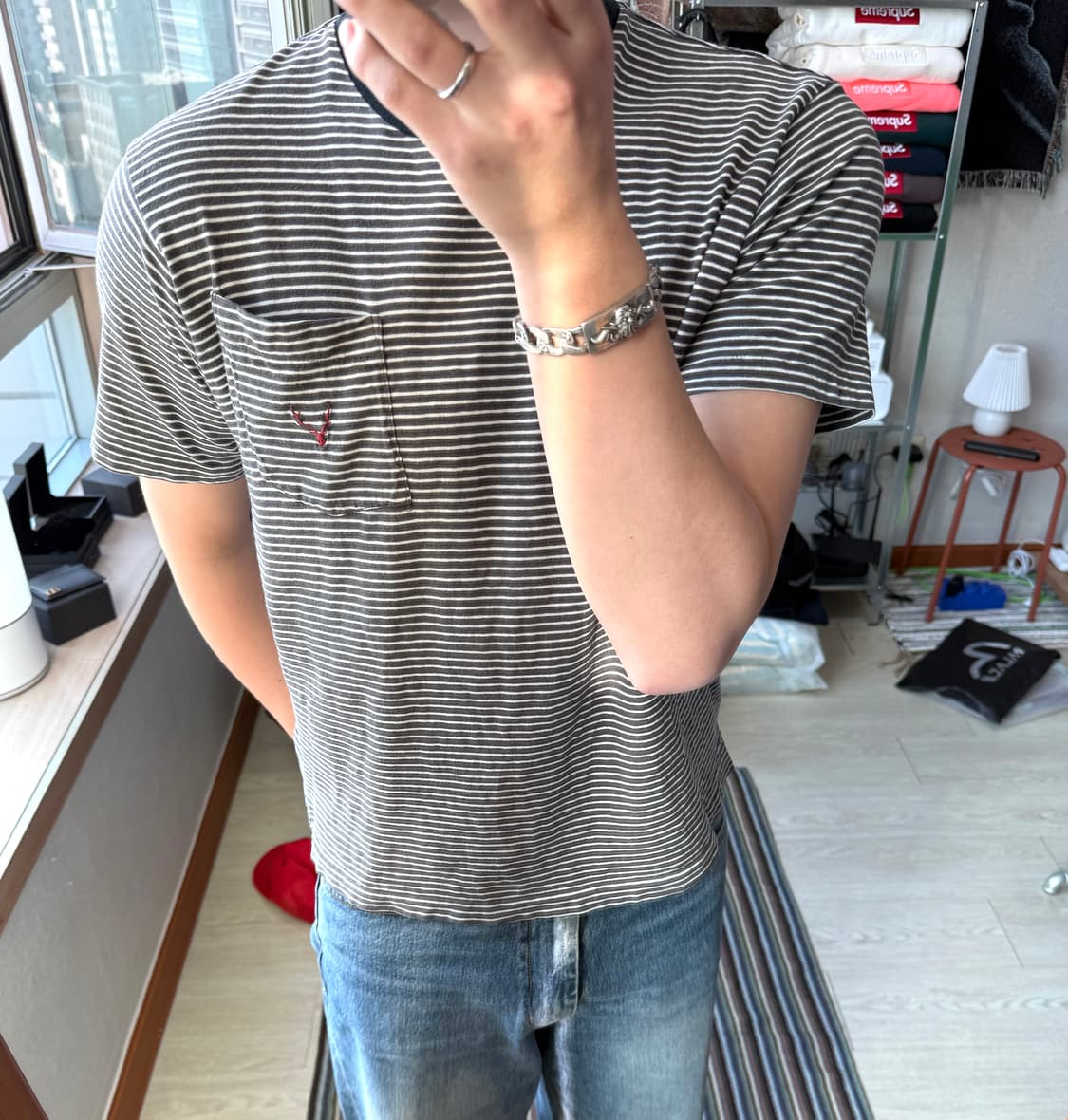 남이서팔 스트라이프 반팔 티셔츠 상품이미지1