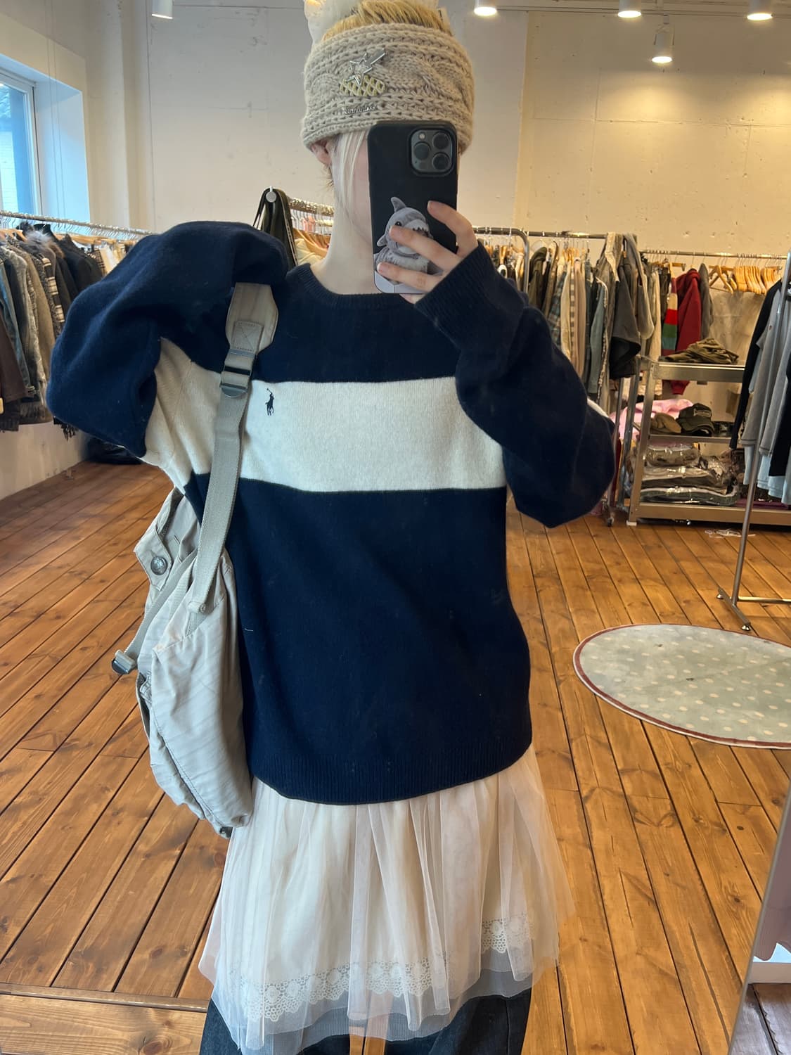 폴로 네이비 화이트 니트 상품이미지1